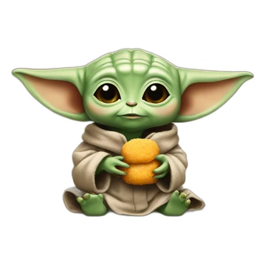 Baby yoda eating a chicken nugget sticker