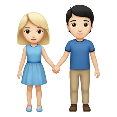 blonde girl with black haired boy holding hands sticker