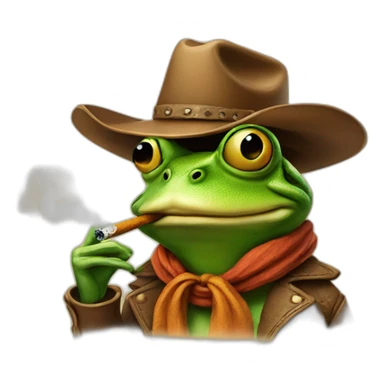 Cowboy frog smoking a cigarette sticker