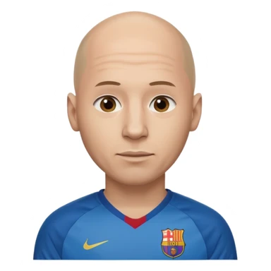 bald man wearing messi football jersey sticker