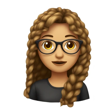 Una chica con cabello largo y cobrizo, con flequillo al costado. Con lentes y ojos marrones  sticker