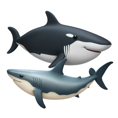 a white whale and a black shark sticker