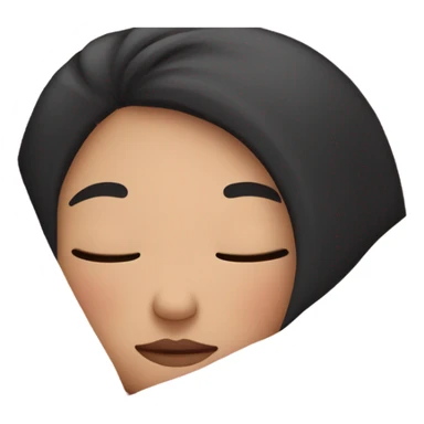 pale girl with black hair sleeping in a pink blanket  sticker