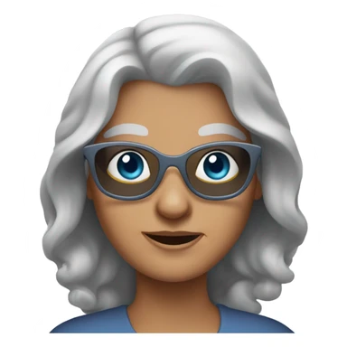 Blue eyes younger grandma with long gray hair sunglasses  sticker