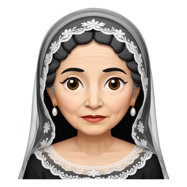 Older Mexican lady with black and white hair with lace veil  sticker