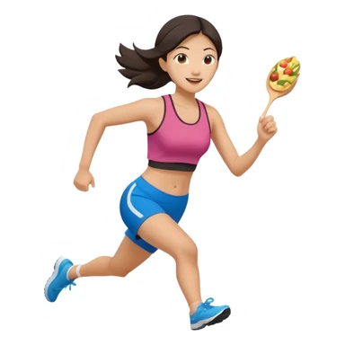 Asian Woman Running to food, must have brunch food sticker