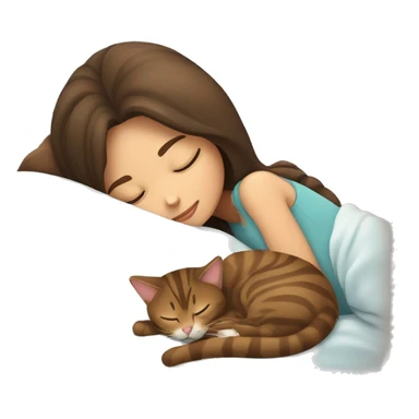 brunette girl sleeping with brown tabby cat  sticker