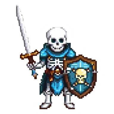 skeleton warrior with a sword and shield sticker