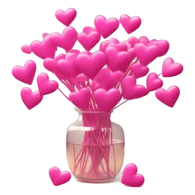 10000000 huge pink hearts on stems in a clear glass vase sticker