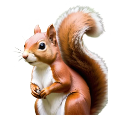 Cinematic Noble Squirrel Portrait Emoji, Poised and regal, with a nimble, agile build and a lush, well-groomed Fur of rich auburn and cream, deep-set soulful bright eyes, Simplified yet sharp and sophisticated features, highly detailed, glowing with a soft, dignified glow, high shine, intelligent and spry, stylized with an air of woodland charm, focused and attentive, soft glowing outline, capturing the essence of a watchful and confident rodent, so majestic it feels as though it could scamper out of the screen with effortless authority! sticker