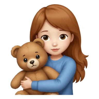 Little korean girl – hugging a teddy bear.
 sticker