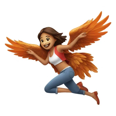 a girl flying with two bbq chicken wings on her back sticker