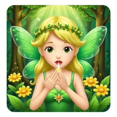 forest fairy blowing glowing kiss pollen sticker