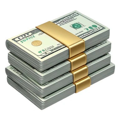 Metallic black-and-white money pack emoji, simple geometric stack of bills, reflective surfaces, flat futuristic icon, minimal style
 sticker