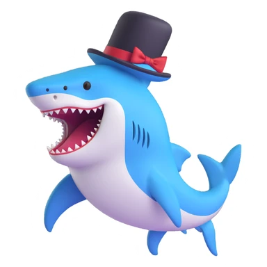 shark with a top hat sticker
