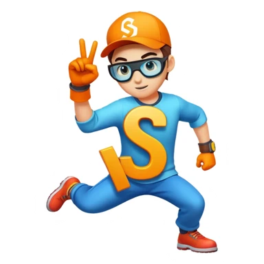Cool gaming character avatar with letter S sticker