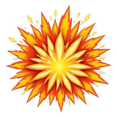 An explosion that will use as the main characters gunfire in a game I'm making. Needs to be red and graphic in nature. The background needs to be blank sticker