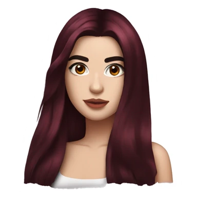 dua lipa with dark red long hair sticker