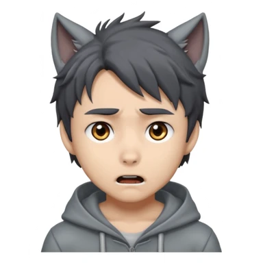 Wolf Anime Boy scared sticker