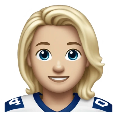 hockey player wearing a Toronto Maple Leafs jersey number 14 right handed blonde hair and a con the jersey  sticker