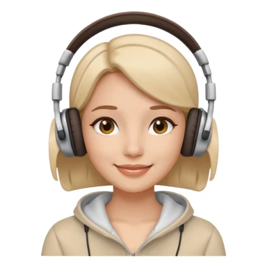 woman enjoying ASMR, wearing headphones, smooth edges, relaxed expression sticker
