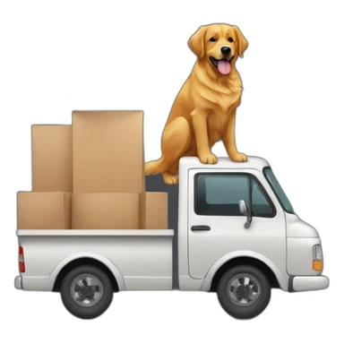 Golden retriever and a rottweiller in a moving truck sticker