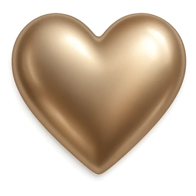 heart with a metallic champagne finish, digital illustration sticker