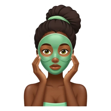 Black girl applying face mask skincare sticker