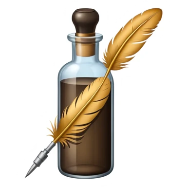 feather quill and ink bottle sticker
