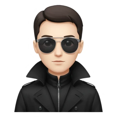 white man in black trenchcoat and matrix sunglasses sticker