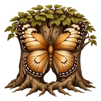 Dead butterfly emoji with broken wings weins with tree roots sticker