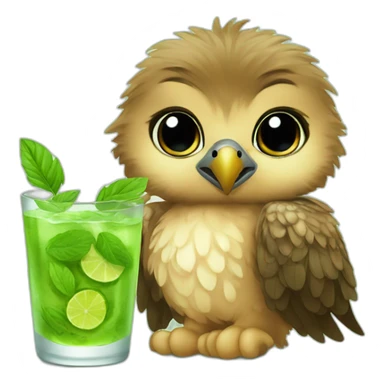 baby hawk drinks mojito sticker