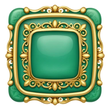 Jade and gold filigree style rounded square icon button sticker