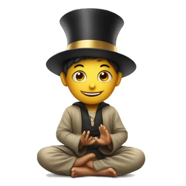A happy kid meditating with a magician hat sticker