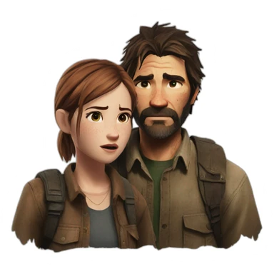 Ellie and Joel, the last of us sticker