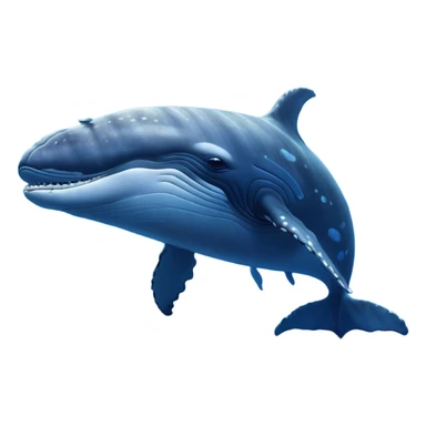 Cinematic Noble Humpback Whale Portrait Emoji, Poised and grand, with an enormous, barnacle-speckled blue-gray body, soulful, wise eyes, and a deeply serene presence, Simplified yet sharp and sophisticated features, highly detailed, glowing with a soft oceanic radiance, high shine, intelligent and powerful, stylized with an air of deep-sea mystery, focused and regal, soft glowing outline, capturing the essence of a legendary giant of the ocean that appears ready to glide majestically through the waves with effortless grace! sticker