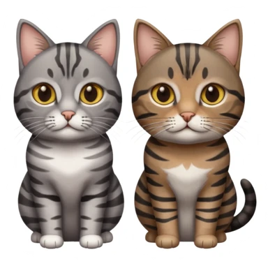 Grey tabby cat and smaller brown and black tabby cat sticker