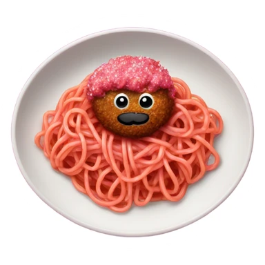 Hot pink spaghetti and meatballs with glitter  sticker