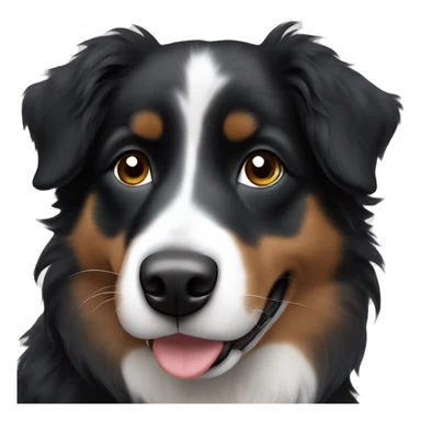 Small black australian shepherd dog with black muzzle sticker