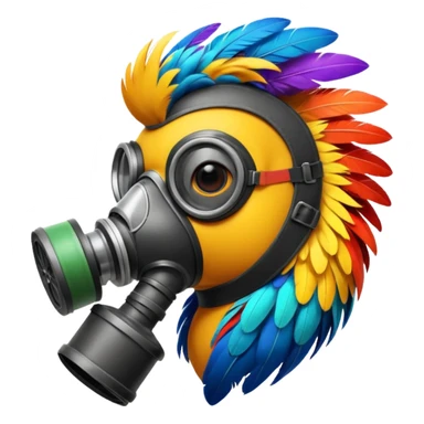 bird with gas masks sticker