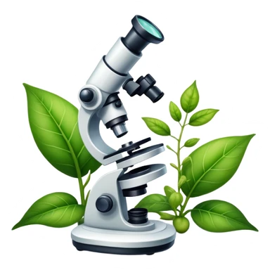 An icon featuring a DNA strand, a microscope, and a green leaf, symbolizing biology. The design includes animal cells, plant structures, and a frog, representing the study of living organisms and ecosystems. Transparent background highlights life sciences and biological research. sticker