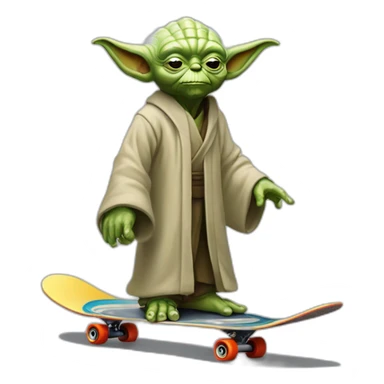 Maitre yoda qui fais du skateboard sticker