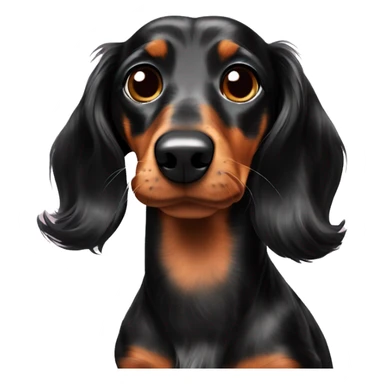 Long-haired black spotted dachshund with small one  sticker