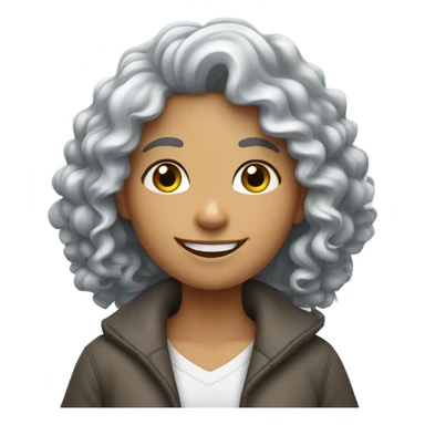 Silver curly hair white girlwith thumb up sticker