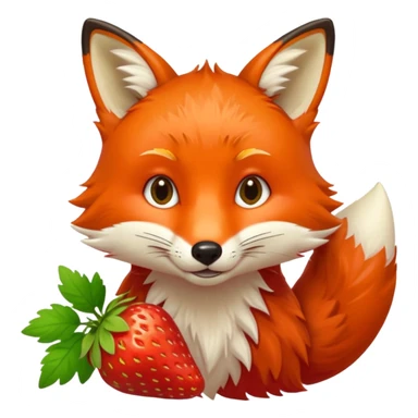 fox eating strawberries sticker