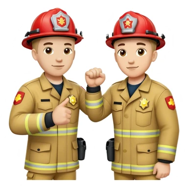 Fireman and Paramedic standing together and making fist bump  sticker