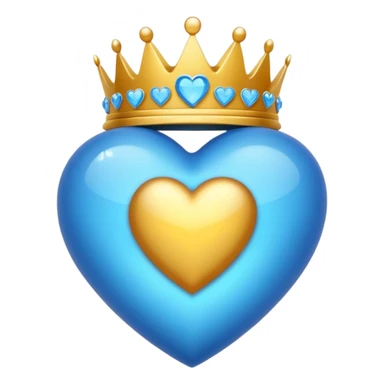 Un emoji de corazón azul con alas y una corona sticker