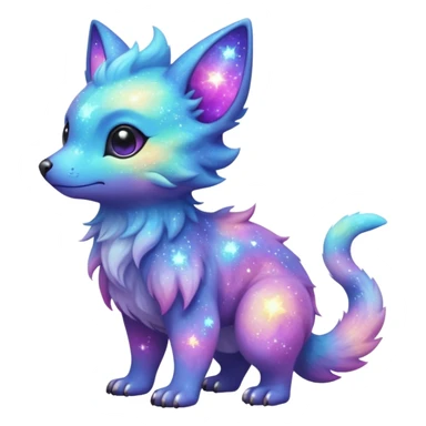 Pastel furry realistic nebula glittery Randomly-colored sparkly exotic Fakémon-creature, full body sticker