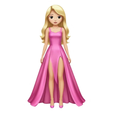 woman long blonde hair pink shiney dress full body sticker