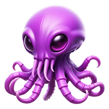 Clash of Clans aesthetic: Cinematic Playful Zerg Alien Emoji, rendered in a 3D vector-style similar to standard emojis with minimal shading and bold, simplified shapes. A compact, isometric, otherworldly creature with insectoid, organic details and subtle, eerie tentacles, softly glowing with a sinister alien charm. Simplified yet unmistakably iconic, highly detailed and consistent, glowing with a soft, spectral radiance and high shine. Stylized with a touch of bio-engineered mischief and a soft glowing outline, capturing the essence of a fearsome extraterrestrial menace with a playful twist! sticker